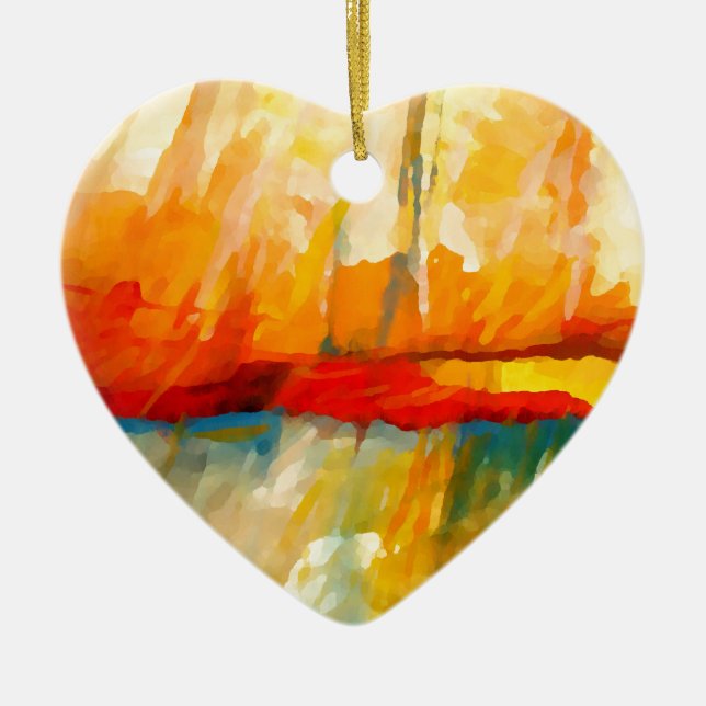 Modern Abstract Expressionist Painting Ceramic Tree Decoration (Front)