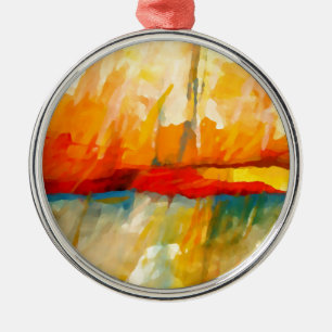 Modern Abstract Expressionist Painting Metal Tree Decoration