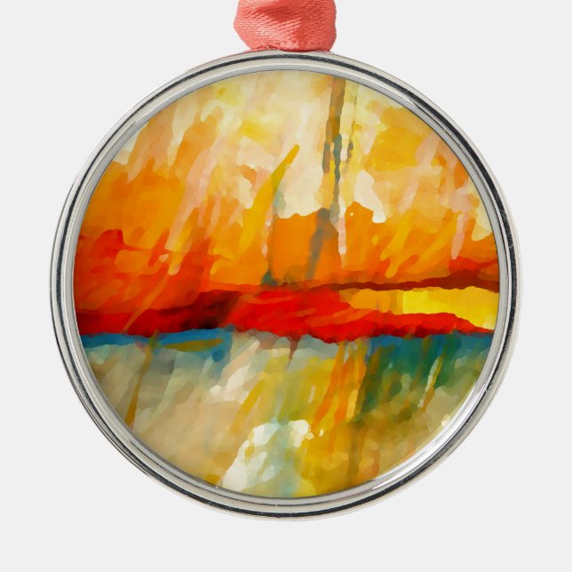 Modern Abstract Expressionist Painting Metal Tree Decoration (Front)