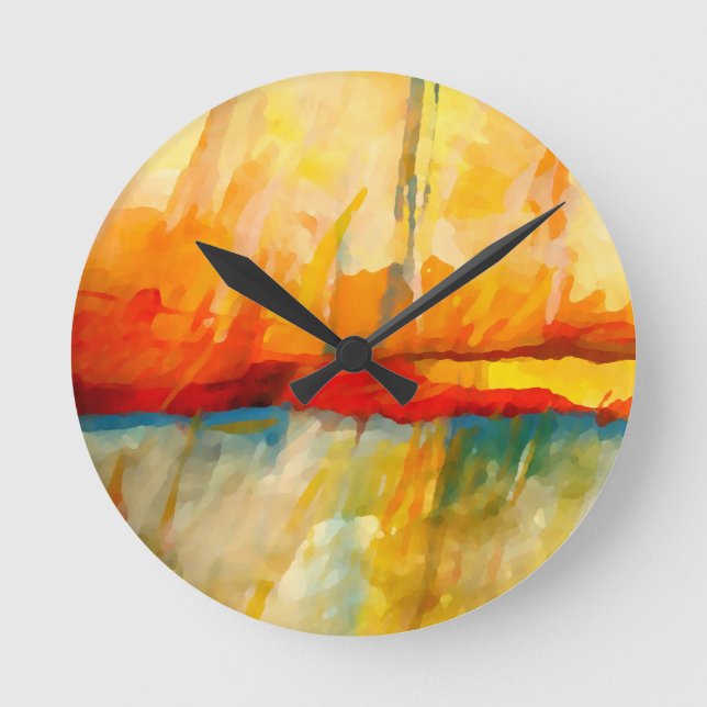 Modern Abstract Expressionist Painting Round Clock (Front)
