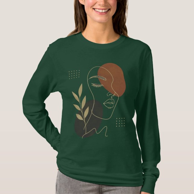 Modern Abstract Face Line Art Sweat T-Shirt (Front)