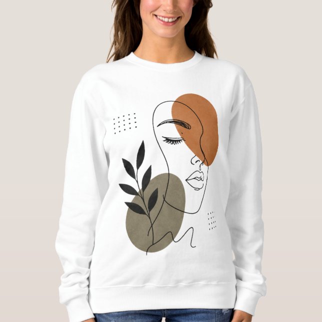 Modern Abstract Face Line Art Sweatshirt (Front)