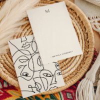 Modern Abstract Face Monogram & Name Stationery