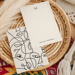 Modern Abstract Face Monogram & Name Stationery Card