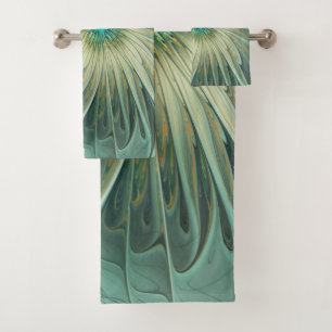 Modern Abstract Fantasy Flower Fractal Art Bath Towel Set
