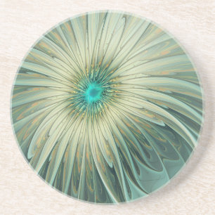 Modern Abstract Fantasy Flower Fractal Art Coaster