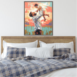 Modern Abstract Father and Child Painting Canvas Print