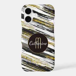 Modern Abstract Faux Gold Glitter Monogram