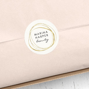 Modern Abstract Faux Gold Logo Classic Round Sticker