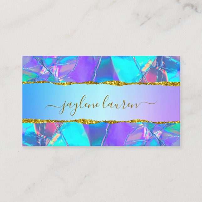 Modern Abstract Faux Holographic Business Card (Front)