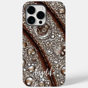 Modern Abstract Faux Leather Lines Customisable Case-Mate iPhone 14 Pro Max Case