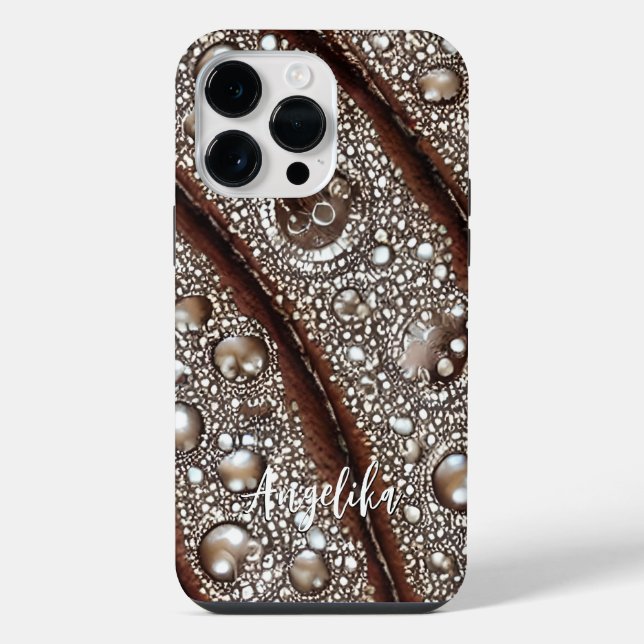 Modern Abstract Faux Leather Lines Customisable iPhone Case (Back)