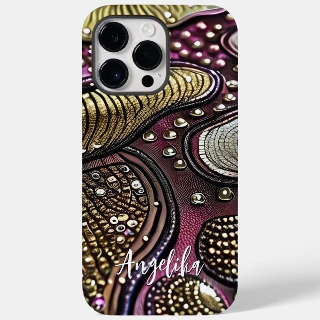 Modern Abstract Faux Leather Lines Customised  Case-Mate iPhone Case (Back)
