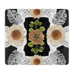 Modern abstract floral art cutting board