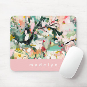 Modern Abstract Floral Art Personalised Desk Mat  Mouse Pad