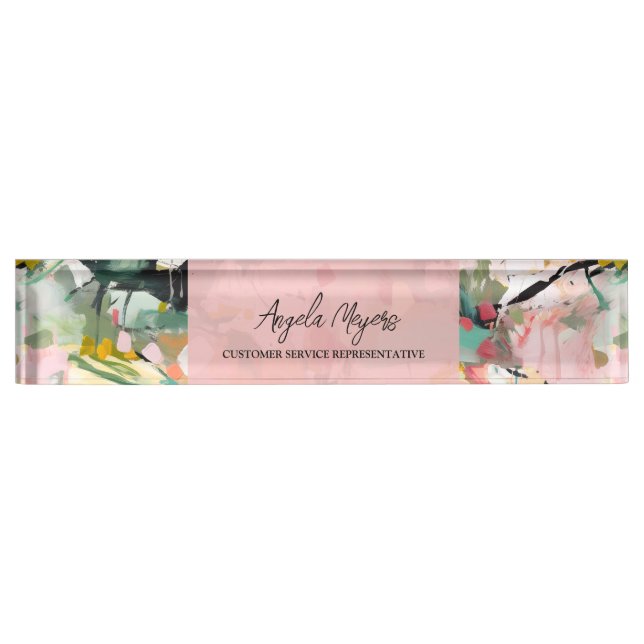 Modern Abstract Floral Art Personalized Nameplate (Front)