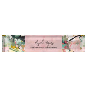 Modern Abstract Floral Art Personalized Nameplate