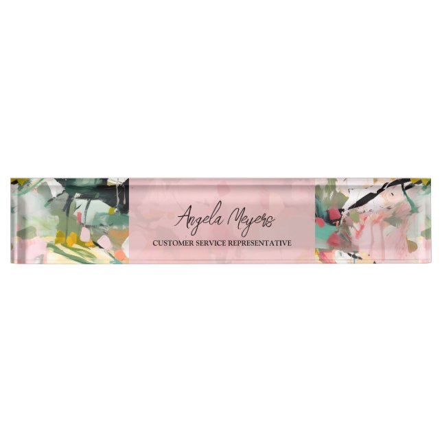 Modern Abstract Floral Art Personalized Nameplate (Front)