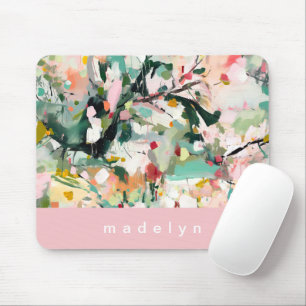Modern Abstract Floral Botanical Mouse Pad