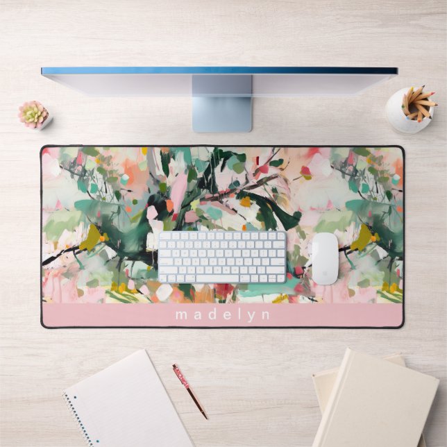 Modern Abstract Floral Botanical Personalized Desk Mat (Office 1)