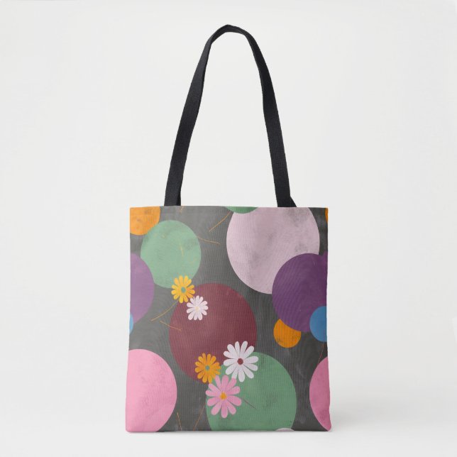 Modern Abstract Floral Circles Tote Bag (Front)
