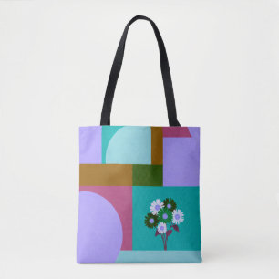 Modern Abstract Floral Colour Block Tote Bag