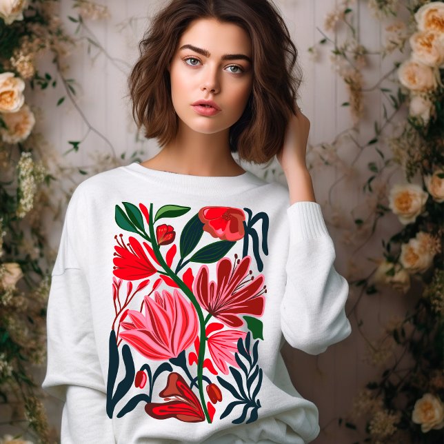 Modern abstract floral colourful women sweatshirt (Creator Uploaded)