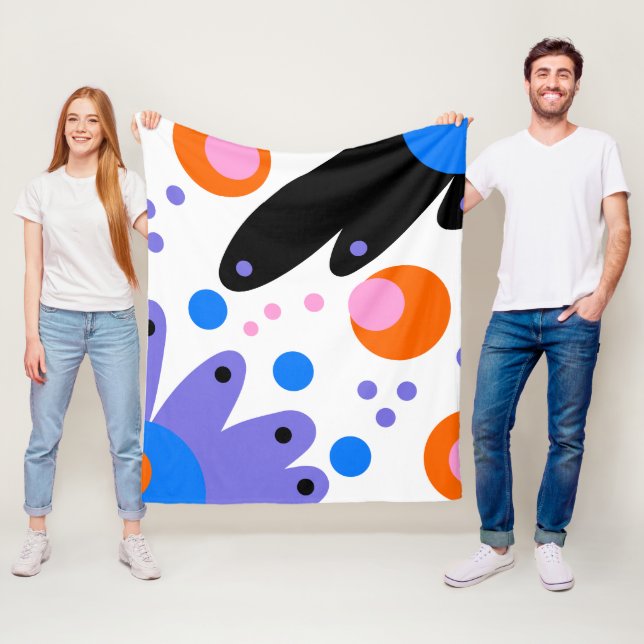 Modern Abstract Floral Fleece Blanket (In Situ)