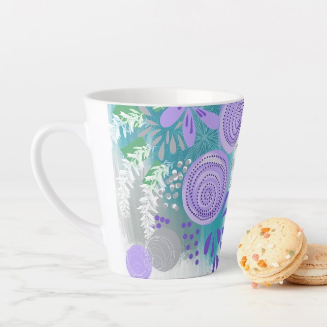 Modern Abstract Floral Latte Mug (In Situ)