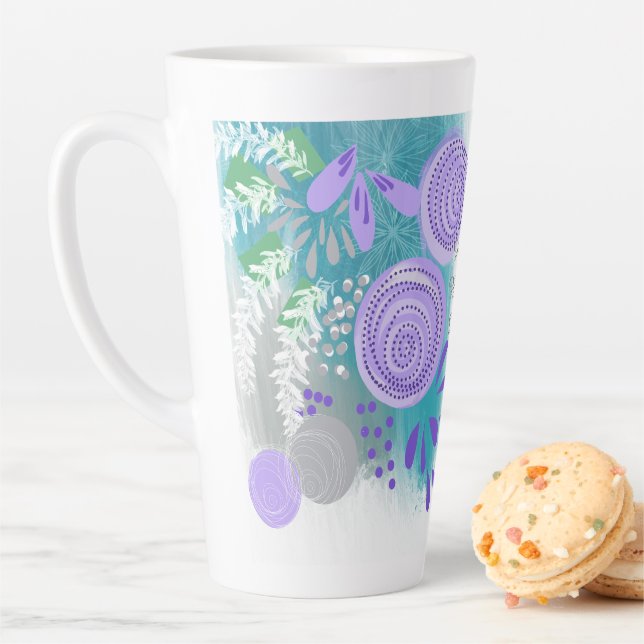 Modern Abstract Floral Latte Mug (In Situ)
