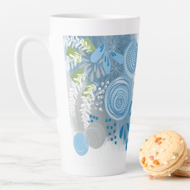 Modern Abstract Floral Latte Mug (In Situ)