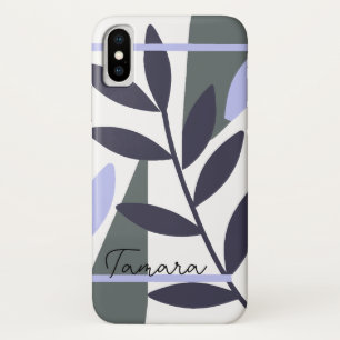 Modern Abstract Floral Leaf Pattern Name Case-Mate iPhone Case