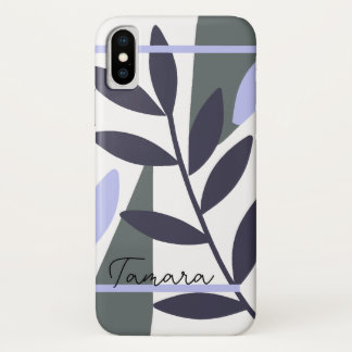Modern Abstract Floral Leaf Pattern Name Case-Mate iPhone Case