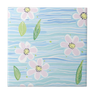 Modern Abstract Floral Line Pattern (10) Tile