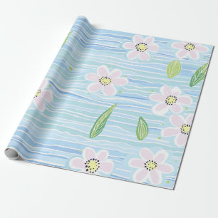 Modern Abstract Floral Line Pattern (10) Wrapping Paper