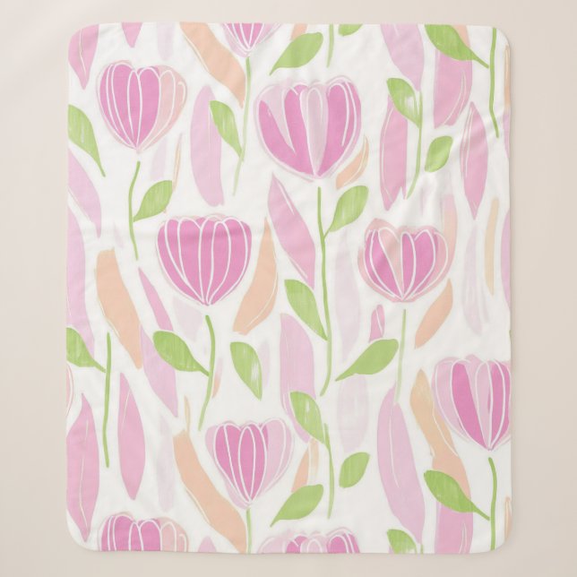 Modern Abstract Floral Line Pattern (1) Sherpa Blanket (Front)