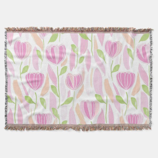 Modern Abstract Floral Line Pattern (1) Throw Blanket (Front)
