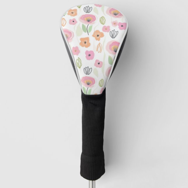 Modern Abstract Floral Line Pattern (2) Golf Head Cover (Front)
