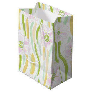 Modern Abstract Floral Line Pattern (4) Medium Gift Bag