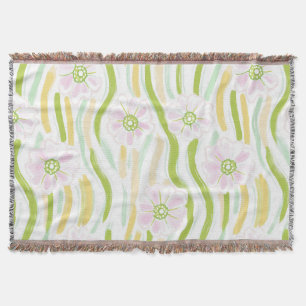 Modern Abstract Floral Line Pattern (4) Throw Blanket