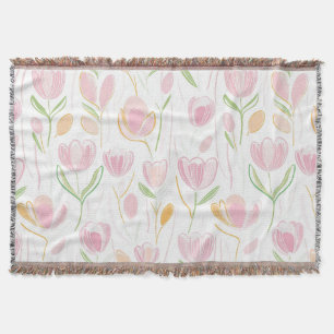 Modern Abstract Floral Line Pattern (5) Throw Blanket
