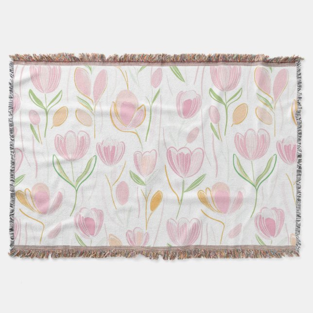 Modern Abstract Floral Line Pattern (5) Throw Blanket (Front)