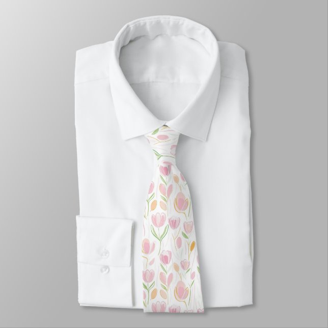 Modern Abstract Floral Line Pattern (5) Tie (Tied)