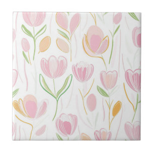 Modern Abstract Floral Line Pattern (5) Tile