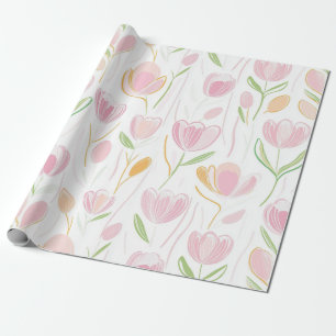 Modern Abstract Floral Line Pattern (5) Wrapping Paper