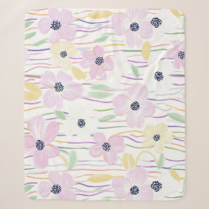 Modern Abstract Floral Line Pattern (6) Sherpa Blanket
