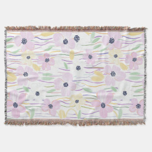 Modern Abstract Floral Line Pattern (6) Throw Blanket