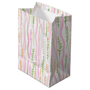 Modern Abstract Floral Line Pattern (7) Medium Gift Bag