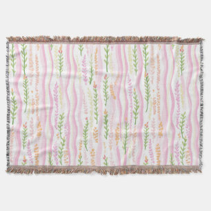 Modern Abstract Floral Line Pattern (7) Throw Blanket