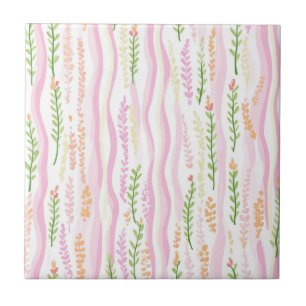 Modern Abstract Floral Line Pattern (7) Tile